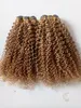 Briazilian insan bakire remy saç atkı kinky curl saç uzantıları koyu sarışın 27 # renk saç örgüleri 100g demetleri