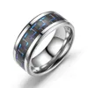 8mm Band Wedding Biały Czarny Włókno węglowe Pierścienie Tungsten dla mężczyzn Kobiety Rozmiar 6-13 Fashion New Steel Para Pierścień Pierścień