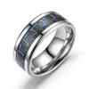 8 MM Wedding Band Branco Preto De Fibra De Carbono Inlay Anéis De Tungstênio para Homens Mulheres Tamanho 6-13 Moda Novo Casal De Aço Bandas Anel