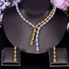 Oorbellen Ketting ANGELCZ Perfecte Waterdruppel CZ Kristal Koningsblauwe Steen Bruids Lange Kwast En Oorbel Dames Avond Sieraden Se250U