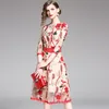 Casual Dresses Trytree Summer Dress Embroidery Floral Mesh Women Polyester Ruffled Sleeves And Hem Knee-Length High Street