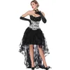 Mulheres halloween vestido de espartilho burlesco 2 pcs conjunto roupa de festa com contraste ruched lace floral espartilho overbust e um oi-lo longo skir s-xxl