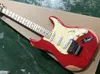 Red Vintage Styles Elektrisk gitarr med Floyd Rose, Cream Pickguard, SSS Pickups, Maple Pickguard, kan anpassas som begäran