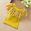 Summer Girls Blus Kids Shirts Short Sleeve White Yellow Ruffles School Girl Tops Baby Toddler Teen Children039s Clothing JW387057448