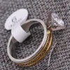 Groothandel-bruiloft verlovings charme mode ronde ringen voor vrouwen goud-kleur wit CZ lady zirkoon ringstainless stalen ring
