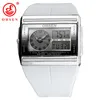 OHSEN marca LCD digitale dual core orologio impermeabile orologi sportivi all'aria aperta allarme cronografo retroilluminazione orologio da polso da uomo in gomma nera L201G