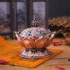Alloy Hollow Cover Aromatherapy Furnace Lotus Shaped Incense Burners Double Dragon Ear Treasures Fill The Home Censers EEA419