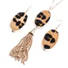 Mode druzy drusy örhängen halsband guldpläterad turkos abalone skal leopard print geometri halsband örhängen smycken set