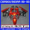 Orange black Body For HONDA CBR 893RR 900RR CBR900RR CBR893RR 89 90 91 92 93 253HM.19 CBR900 CBR893 RR 1989 1990 1991 1992 1993 Fairings