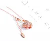 Wholesale- luxury designer rose gold plated copper diamond cute lovely little Elephant short choker pendant necklace for women