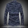 Alta Qualidade Classic Formal Geométrica Camisas Mens Designer Plus Size Primavera Longa Manga Vestido Camisa