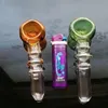 Drei Runden farbiges Rohr Großhandel Glas-Shisha, Glas-Wasserpfeifen-Fittings, kostenloser Versand