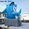 Requin drôle gonflable personnalisé de 5m H assis sur le modèle de requin gonflable en pierre pour la publicité ou le divertissement