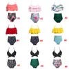 9styles kvinnor midja polka dot bikini sexig utskrift baddräkt sommar strandkläder lotus blad blommig bh sätta baddräkt baddräkt ljja357