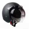 HEIßER VERKAUF schwarz leder Motorrad Helm Retro Vintage Cruiser Chopper Roller Cafe Racer Moto Helm 3/4 Open Face1