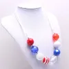 4. Juli USA Flagge Stil Kinder Baby Chunky Strang Perlen Halskette Süße Kaugummi Halskette Seil Kette Choker Halskette