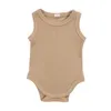 Enfants Designer Vêtements Bébé Triangle Combinaisons Été Sans Manches Barboteuses Garçon Filles Bonbons Couleur Body Bébé Coton Bouton Onesies ZYQa561