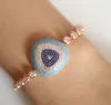Wholesale-plated micro pave multi color cz nano turquoise evil eye cz tennis bracelet luxury european women girl gift jewelry