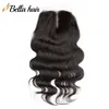 Uitverkoop Body Wave Zijden Top Vetersluiting 4x4 Braziliaans 100 Onverwerkte Zwitserse vetersluitingen Voorgeplukt Maagd Menselijk babyhaar Natuurlijke zwarte kleur 8-26 inch Bella-haar