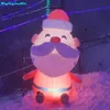 3,5 m niedlicher beleuchteter aufblasbarer Weihnachtsmann, fröhliches Aufblasen, luftgeblasener LED-Figurenballon mit weißem Bart für Weihnachtsdekoration