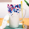 Tasse en céramique créative nordique Curgp Lae, capacité pour garçon, avec couvercle, cuillère, tasse à café, personnalité, tasse pour Couple à la maison