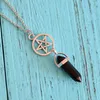 Fashion Design Women NaturalBlack Hexagon Stone Antique Silver Pendant Necklace