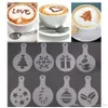 8pcs Natale Caffè di stampa del modello della decorazione del fiore strumento di plastica / set Cafe schiuma spray Template Barista Stencil Fancy Mold BH0577-2 TQQ