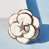 Designer Camellia Brooches High Quality Enamel Flower Brooches Multi-layer Petals Pins Fahsion Jewelry Gifts for Men Women White B270K