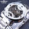 Winnaar Blue Ocean Fashion Casual Designer Roestvrij staal Men Skeleton Watch Mens Watches Top Brand Automatic Watch Clock9615355