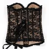 Frill Lacy Corset Top Women's Sexy Plus Size S-6XL Burlesque Jacquard Lace Overlay Lace-up Overbust Club Dance Party Corset B288L