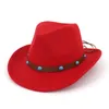 ファッション男性女性西部カウボーイハットウールフェルトTrilby Jazz Fedora Hat Roll Brim Panama Partyフォーマルハットソンブレロ