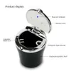 Cylinder Car Ashtray Portable Cars Smokeless Stand Cylinder Cup Holder Mini Cigarette Ashtray for Auto with Blue LED Light7407627