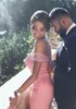 2019 Said Mhamad Pink Prom Dresses Saudi Arabic Dubai A Line Off Shoulder Lace Appliques Long Evening Party Gowns Celebrity Dresses Custom