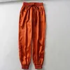 Sommar satin last byxor kvinnor europa lösa casual sport joggar streetwear