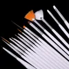 15 pcs Nail Art Brushes Decoration Brush Set Tools White Handle Painting Pen for False Nail Tips UV Nail Gel Polish Brushes