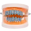 Nueva personalidad Hombres Mujeres Grillz Cool Hip Hop Oro Plata Color Iced Out Bling Cubic Zirconai Número 1414 Vampire Teeth Grillz