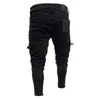 2018 Men denim black Jeans Slim striped Jeans Hip hop Skinny pencil pants For Male high street patchwork stretch male trousers