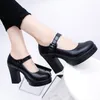 018 Kvinnor Pumpar Spring and Autumn Shoes Super Square High Heels Platform 2.5cm Round Toe Skor för Kvinnor V036