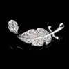 Korean Women Fashion collar Accessories Leaf brooch Simple Delicate Crystal Brooches Silver Color Feather Shape Brooch Pins