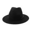 Fedora di lana a tesa larga classica vintage da uomo donna Panama Cap fibbia per cintura Decor unisex cappello da gentiluomo jazz cappello da carnevale