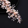 Handmade Rose Gold Headband Wedding Bridal Flower Crown Tiara Crystal Rhinestone Hair Accessories Jewelry Princess Queen Headpiece Headdress