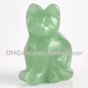 10ピース手彫り宝石クリスタルキャットトーテムナチュラルグリーンアベンチュリンフォーチュンラッキーキャップリンス1.5 "/ 2" Tiny Jade Gem Stone Cat Sculpture