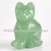 10 stks Hand Gesneden edelsteen Crystal Cat Totem Natural Green Aventurine Fortune Lucky Cat Figurine 1.5 "/ 2" Tiny Jade Gem Stone Cat Sculpture