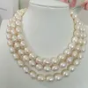 En enda sträng 11-12mm South Sea Barock White Pearl Necklace 38 inches 925 Halsband