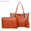 Rosa Sugao 3pcs sacos de ombro mulheres designer mala / set sacola nova moda bolsa pu bolsa de couro com uma bolsa de ombro pequena carteira