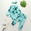 Baby Boy Girl Clothes Tie Dye Abbigliamento Set Manica lunga Pagliaccetto Pantaloni Fiocco Fascia 3 pezzi Moda Neonati Indossare Abiti autunno inverno