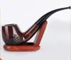 Venda direta feito à mão black sandalwood pipe bend handle tobacco hole tubulação filtro núcleo acessórios