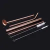 6PcsSet Reusable Drinking Straws Stainless Steel Straw With Cleaner Brush Straight Bent Drinking Straws With Box Bar Accessory