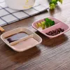 밀짚 정사각형 이중 그리드 창조적 인 홈 컬러 접시 디저트 판 맛 접시 일본식 식탁보 플라스틱 트레이