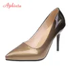 APHIXTA 10 CM Stiletto Obcasy Pompy Kobiety Buty Spnieszczane Patent Patent Skórzany Wedding Party Dress Obuwie Buty Kobieta Plus Rozmiar 48